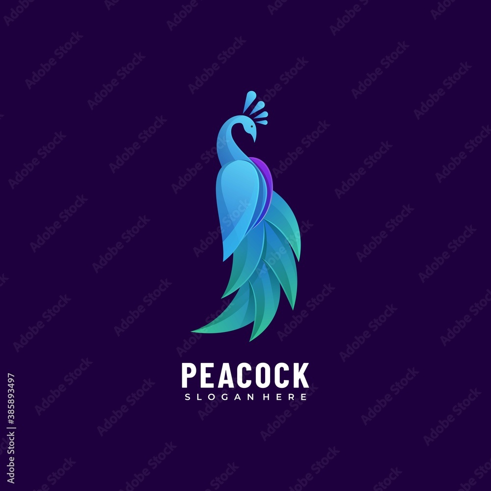 Fototapeta premium Vector Logo Illustration Peacock Gradient Colorful Style.