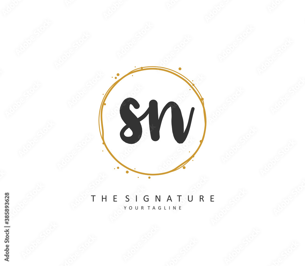 S N SN Initial letter handwriting and signature logo. A concept handwriting initial logo with template element. S N SN Initial letter handwriting and signature logo. A concept handwriting initial logo with template element.
