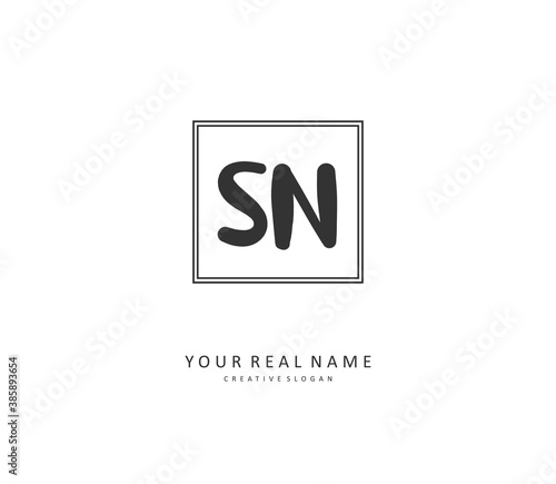 S N SN Initial letter handwriting and signature logo. A concept handwriting initial logo with template element.