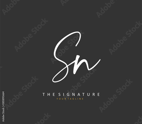 S N SN Initial letter handwriting and signature logo. A concept handwriting initial logo with template element.