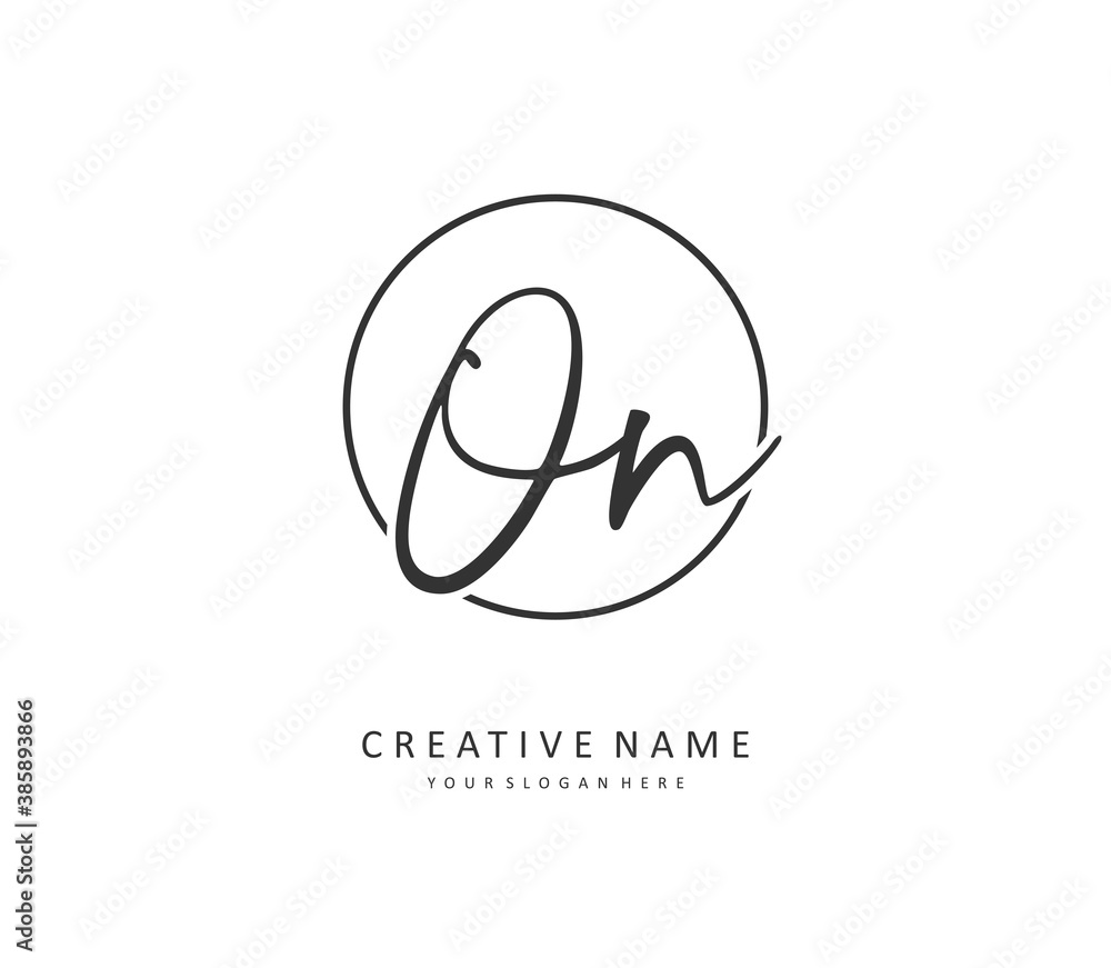 O N ON Initial letter handwriting and signature logo. A concept handwriting initial logo with template element.