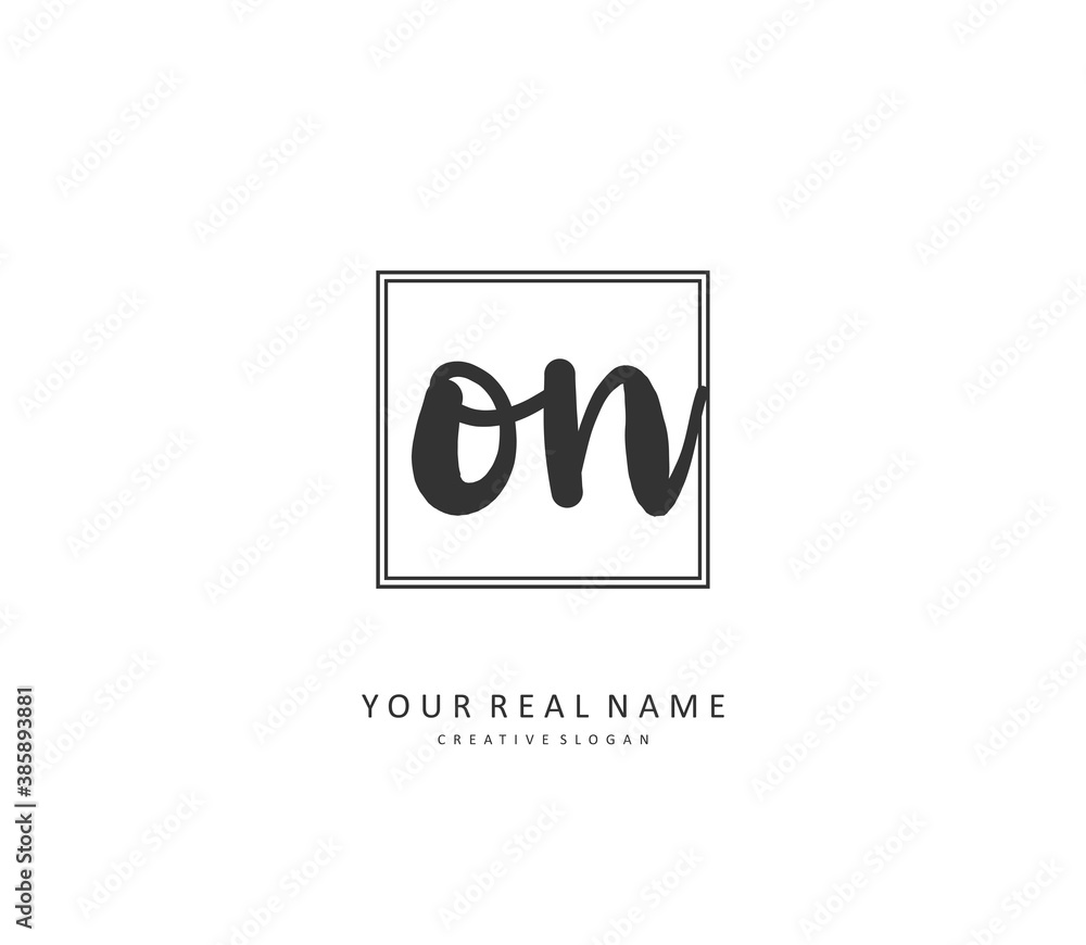 Obraz premium O N ON Initial letter handwriting and signature logo. A concept handwriting initial logo with template element.