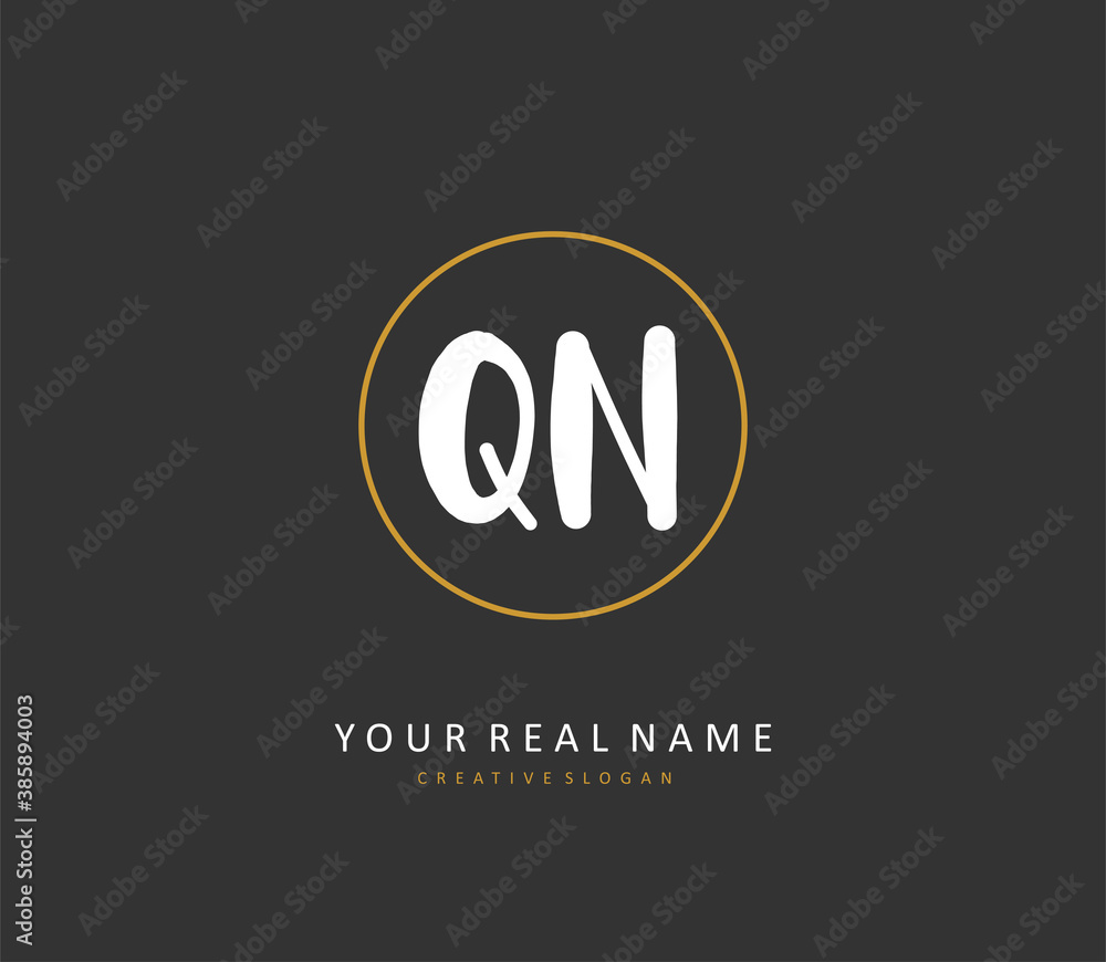Q N QN Initial letter handwriting and signature logo. A concept handwriting initial logo with template element. Q N QN Initial letter handwriting and signature logo. A concept handwriting initial logo with template element.