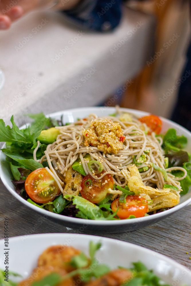 Soba noodles with avocado and salad Soba noodles with avocado and salad