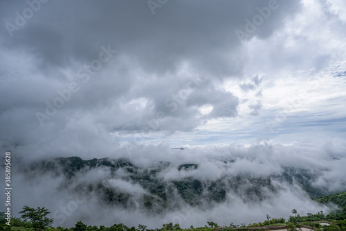 Mist view on the mountain top, beautiful morning