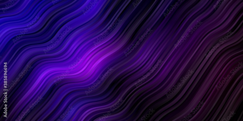 Dark Purple vector template with curved lines. Dark Purple vector template with curved lines.