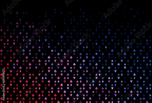 Dark Blue  Red vector pattern with symbol of cards.