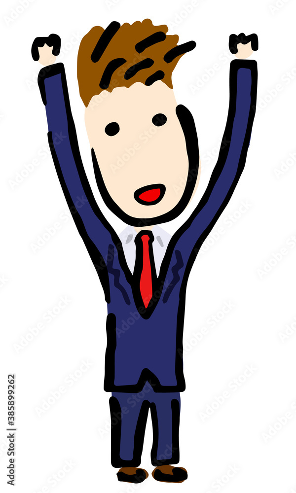 Businessman raising hands : Hand drawn vector illustration like woodblock print Businessman raising hands : Hand drawn vector illustration like woodblock print