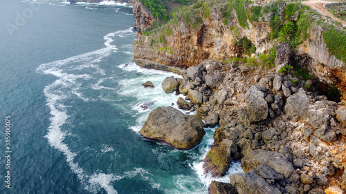 beautiful view of high cliffs on the Kesirat Beach Gunungkidul Yogyakarta photo