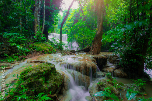 Huay mae khamin waterfall at Kanchanaburi in Thailand