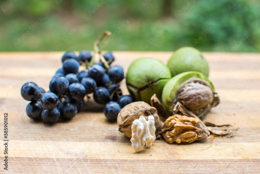 Walnuts in procces of peeling Walnuts in procces of peeling