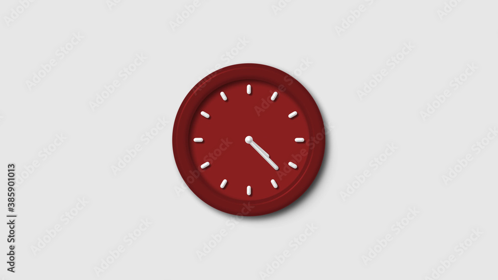 Red dark 3d wall clock isolated on white background, 12 hours 3d wall clock, Counting down 3d wall clock Red dark 3d wall clock isolated on white background, 12 hours 3d wall clock, Counting down 3d wall clock