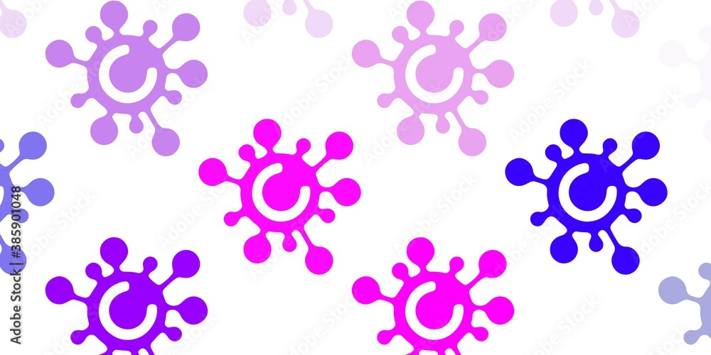Light Purple, Pink vector pattern with coronavirus elements.