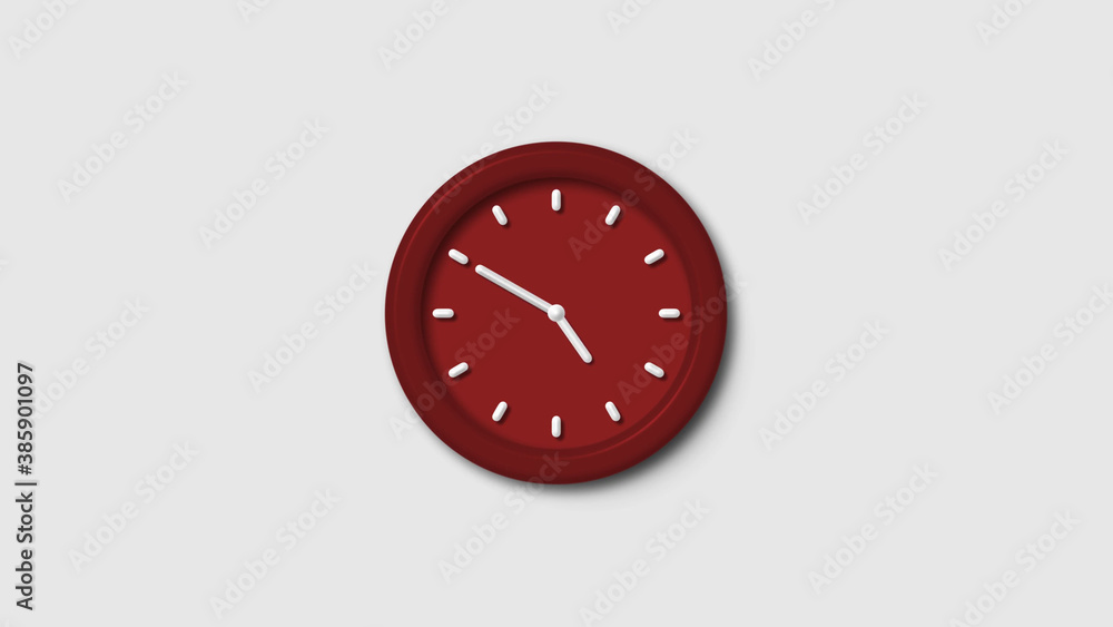 Red dark 3d wall clock isolated on white background, 12 hours 3d wall clock, Counting down 3d wall clock Red dark 3d wall clock isolated on white background, 12 hours 3d wall clock, Counting down 3d wall clock