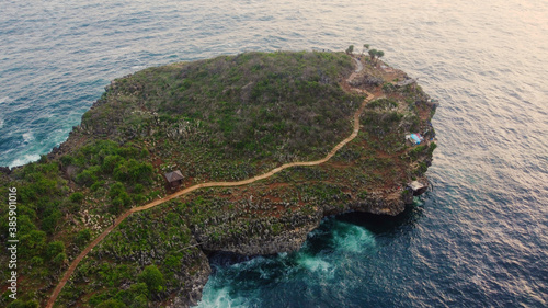 Aerial view of the beautiful Kesirat beach in Gunungkidul Yogyakarta photo