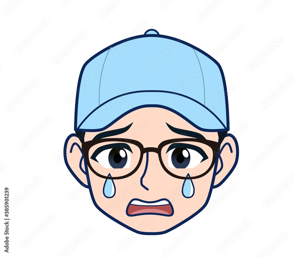 Young man in light blue work clothes Young man in light blue work clothes