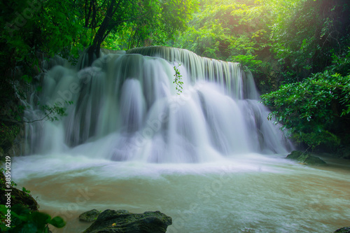 Huay mae khamin waterfall at Kanchanaburi in Thailand