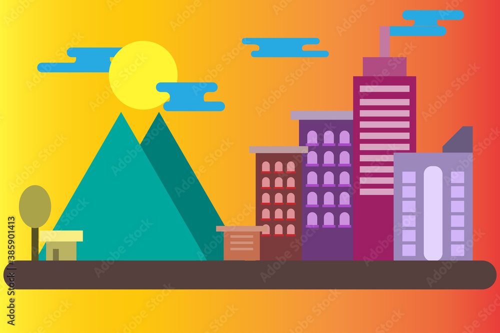 Vector illustration of a city with buildings Vector illustration of a city with buildings