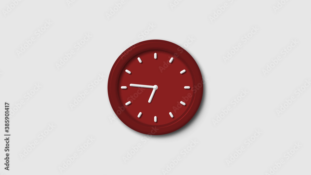 Amazing red dark 12 hours 3d wall clock isolated on white background, Counting down 3d wall clock Amazing red dark 12 hours 3d wall clock isolated on white background, Counting down 3d wall clock