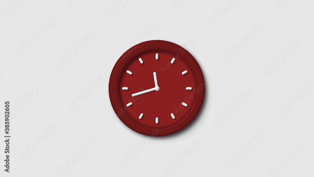 New red dark 3d wall clock isolated on white background, 12 hours 3d wall clock, Counting down 3d wall clock New red dark 3d wall clock isolated on white background, 12 hours 3d wall clock, Counting down 3d wall clock
