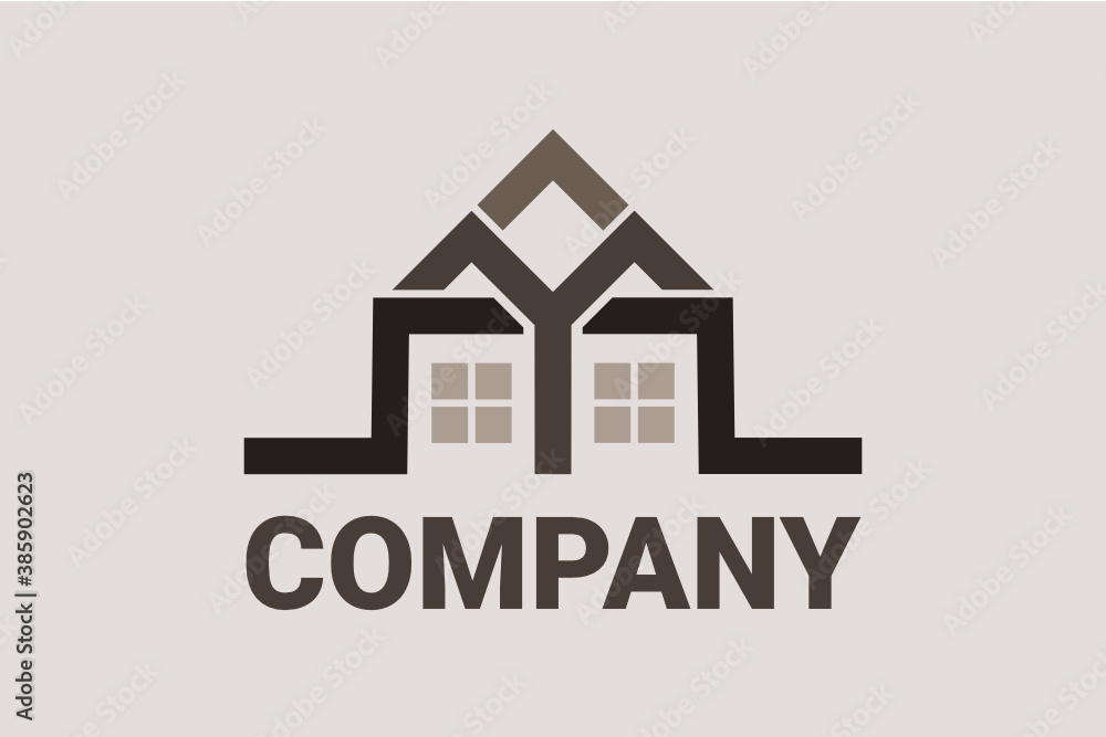 Element flat vector logo for real estate, building construction and general business with line and arrow elements forming a home and window illustration. Flat logo initial 