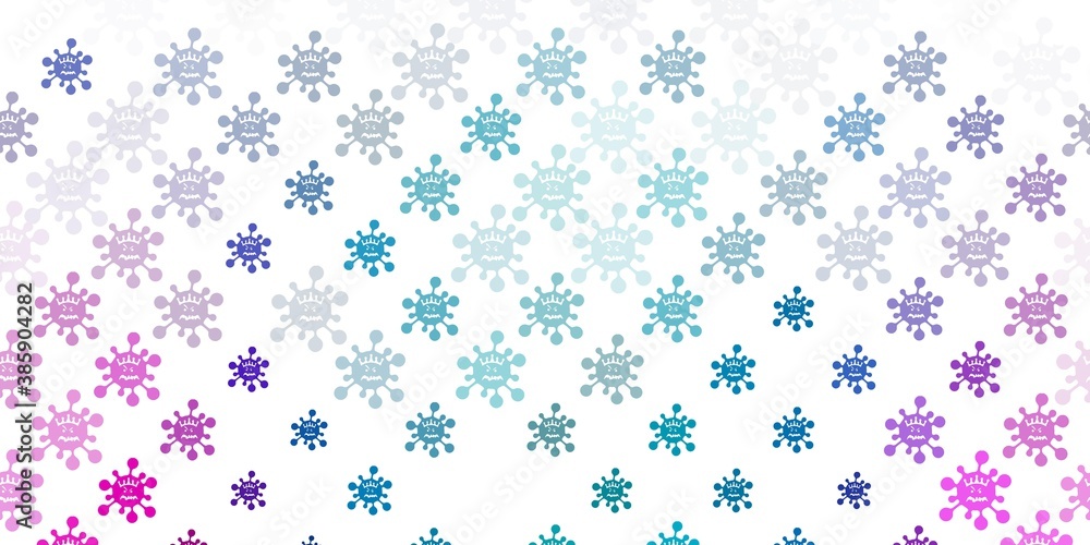 Light Blue, Red vector pattern with coronavirus elements. Light Blue, Red vector pattern with coronavirus elements.