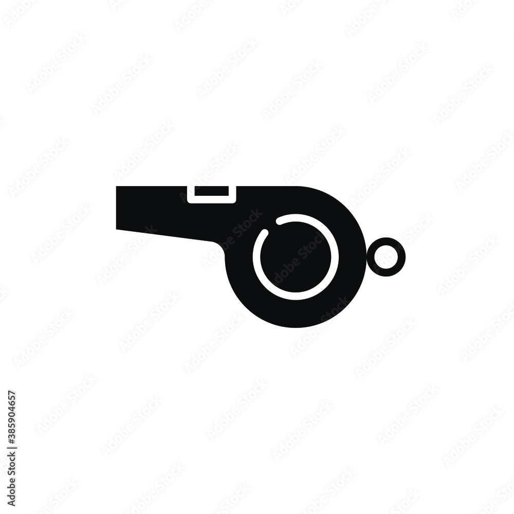 Whistle referee sport icon. Outdoor emergency loud sound as sports equipment. Solid, Glyph style pictogram. vector illustration. Design on white background. EPS 10