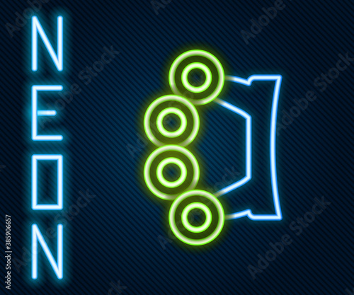 Glowing neon line Brass knuckles icon isolated on black background. Colorful outline concept. Vector.