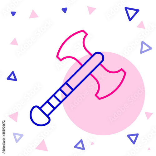 Line War axe icon isolated on white background. Battle axe, executioner axe. Medieval weapon. Colorful outline concept. Vector.