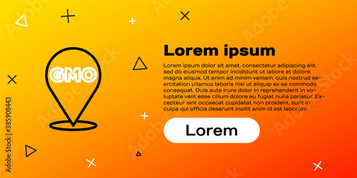 Line GMO icon isolated on yellow background. Genetically modified organism acronym. Dna food modification. Colorful outline concept. Vector.