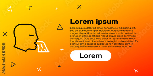 Line Vomiting man icon isolated on yellow background. Symptom of disease, problem with health. Nausea, food poisoning, alcohol poisoning concept. Colorful outline concept. Vector.
