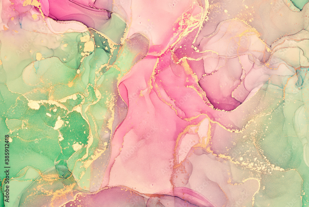 Obraz premium Fluid Art . Abstract colorful background, wallpaper. Mixing acrylic paints. Modern art. Marble texture. Alcohol ink colors translucent