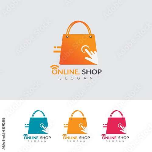 Online shop logo template icon vector design