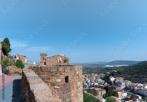 VIEW FROM ABOVE A MAGNIFICENT MEDIEVAL TOWN OF CASTELLON CALLED VILLAFAMES, IN VALENCIAN COMMUNITY, SPAIN