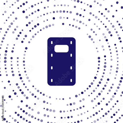 Blue Military assault shield icon isolated on white background. Abstract circle random dots. Vector.