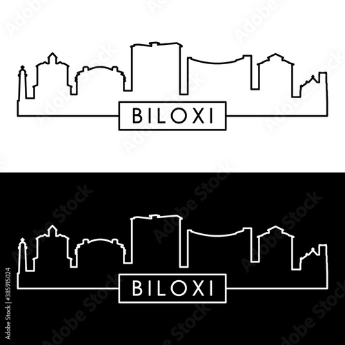 Biloxi skyline. Linear style. Editable vector file. photo