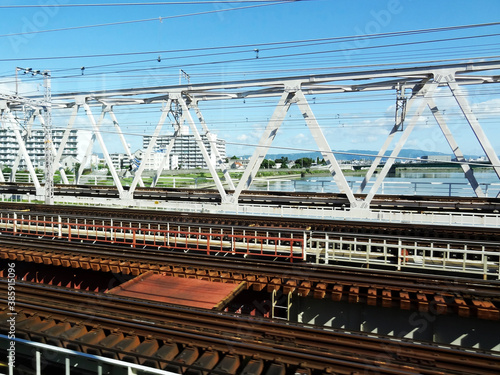 電車の鉄橋とレール