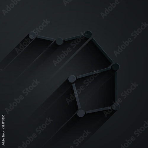 Paper cut Great Bear constellation icon isolated on black background. Paper art style. Vector.