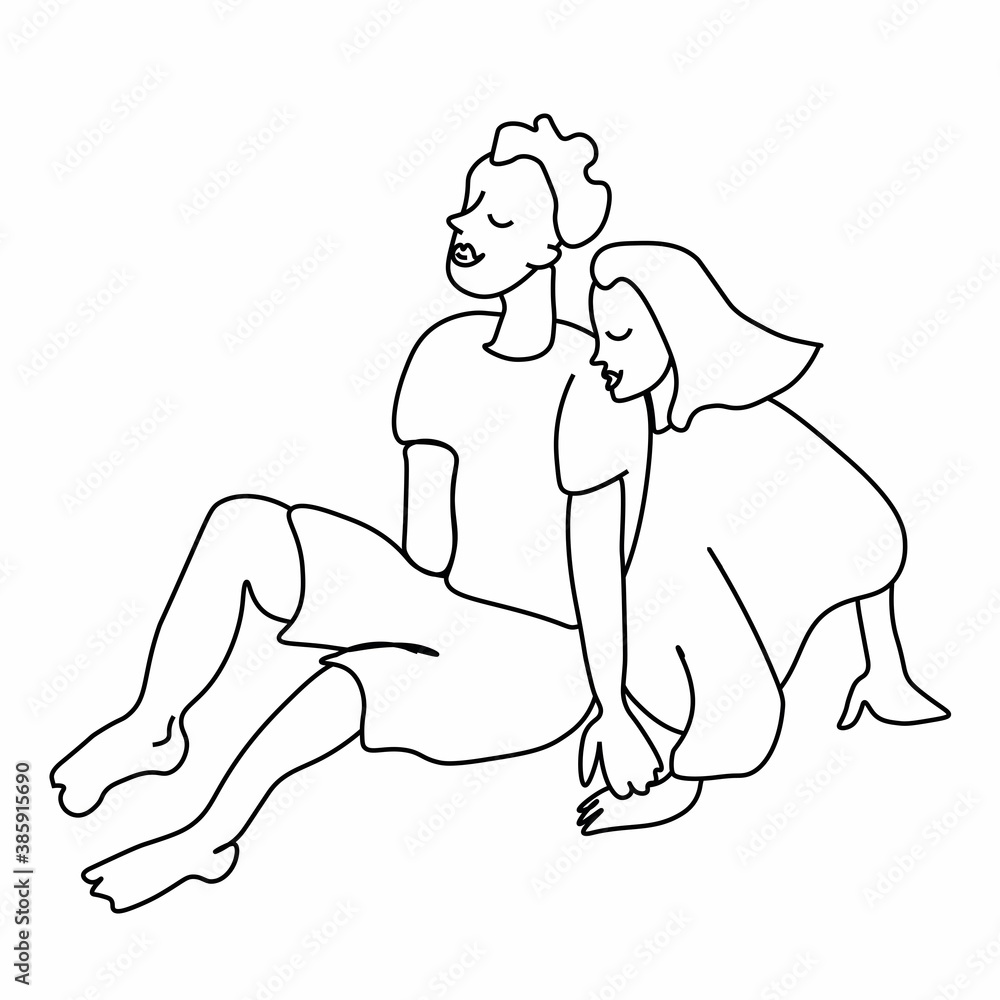 A vector heterosexual couple with a black line. Man and woman holding hands doodle style. Lovers walking hand draw for Valentine's Day. Design for social networks, articles, posters, cards, web. A vector heterosexual couple with a black line. Man and woman holding hands doodle style. Lovers walking hand draw for Valentine's Day. Design for social networks, articles, posters, cards, web.