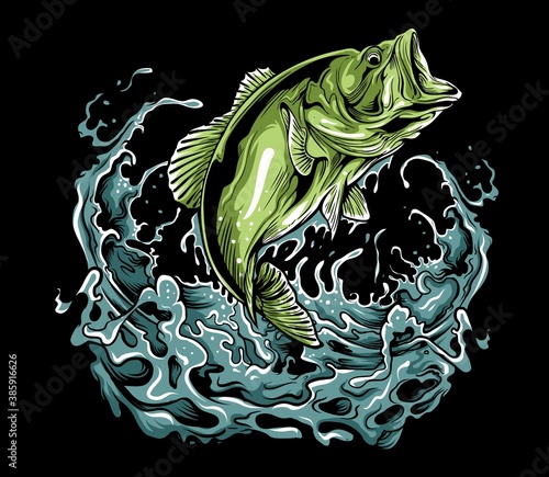 Largemouth Bass Fish Illustration photo