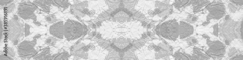 Fototapeta Naklejka Na Ścianę i Meble -  Batik Pattern. Grayscale Triangular Shibori. 