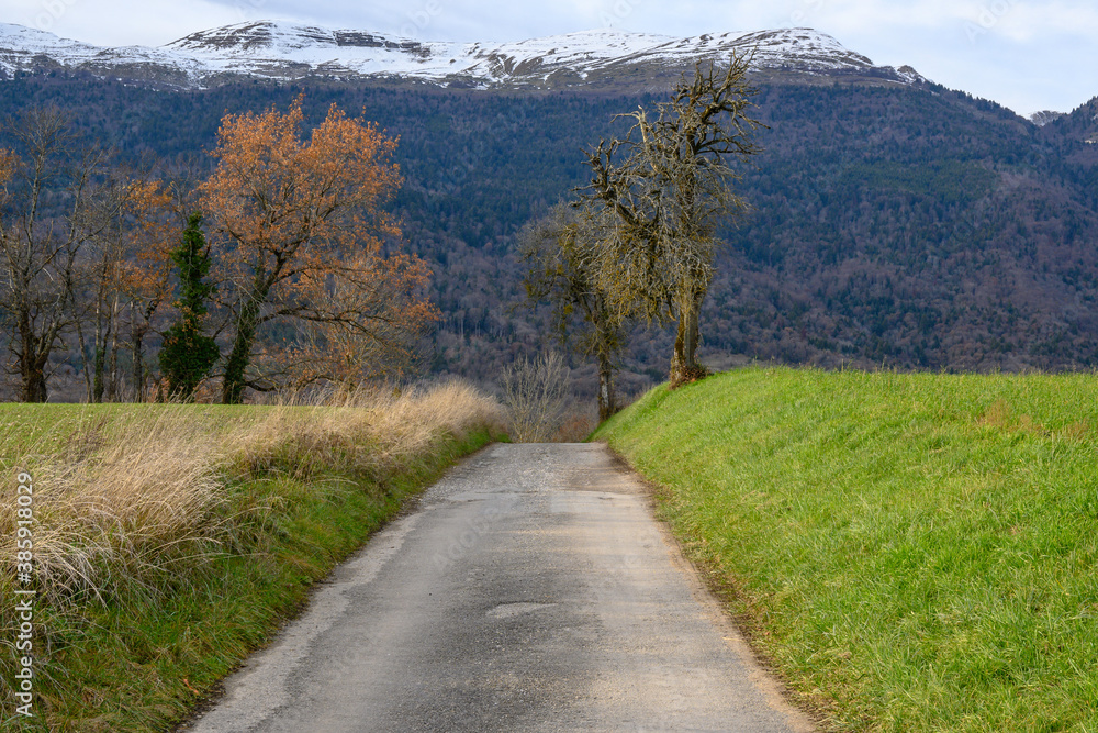 en chemin pour la montagne