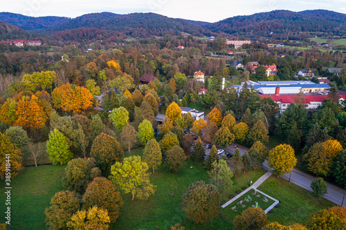 Wysowa Zdrój, Park zdrojowy z lotu ptaka, Gorlice photo