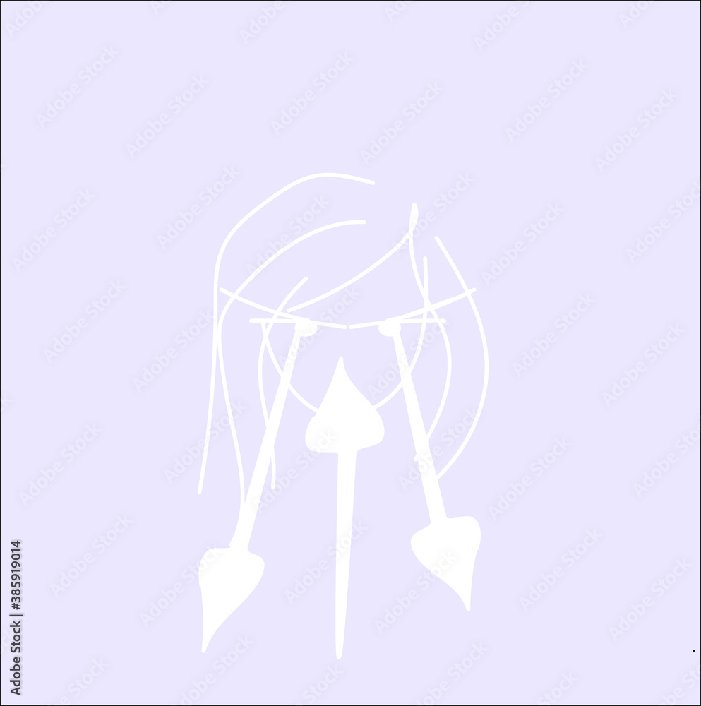 Angry girl, white lines on a blue background with white lines of Cupid Angry girl, white lines on a blue background with white lines of Cupid