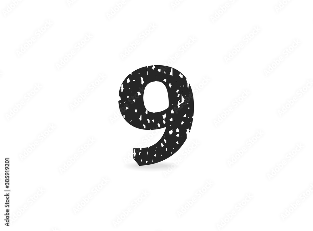 9 number grungy, grunge texture design. Rubber stamp imprint style. For logo, brand label, poster, design elements etc. Isolated vector illustration. 9 number grungy, grunge texture design. Rubber stamp imprint style. For logo, brand label, poster, design elements etc. Isolated vector illustration.
