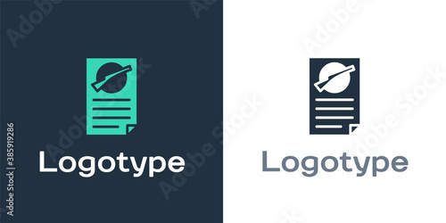 Logotype Firearms license certificate icon isolated on white background. Weapon permit. Logo design template element. Vector.