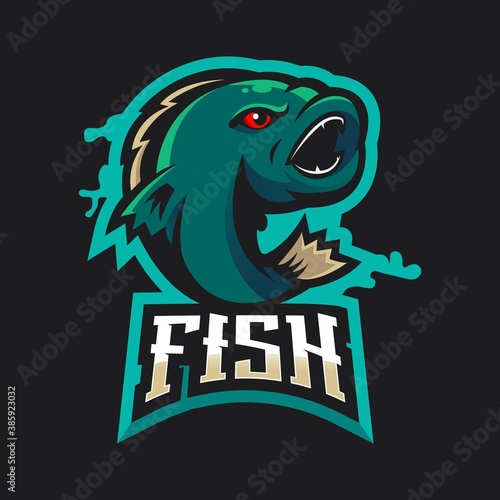 Fishing mascot logo design illustration