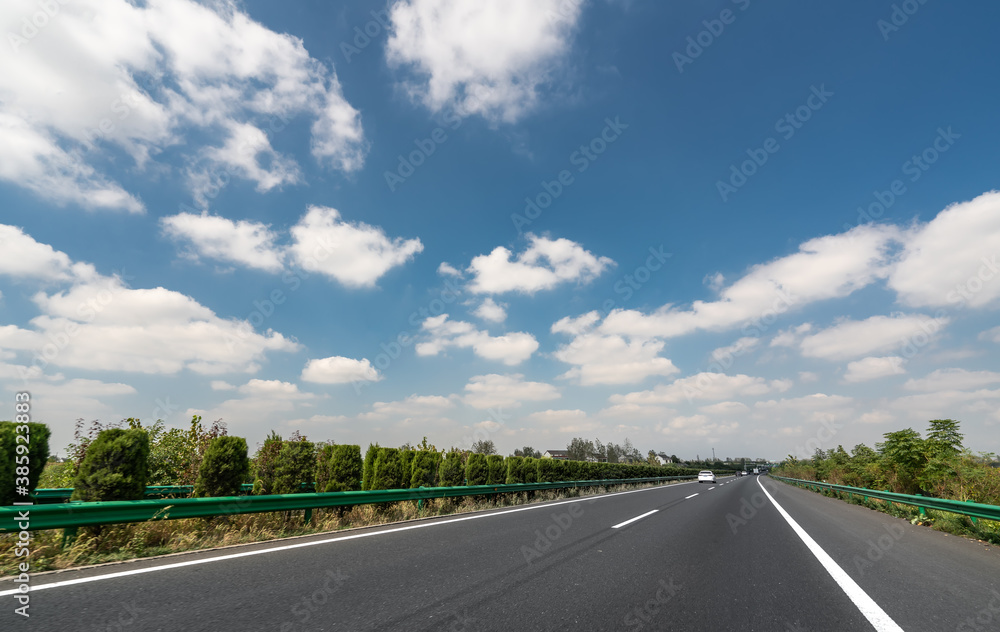 Highway under the blue sky