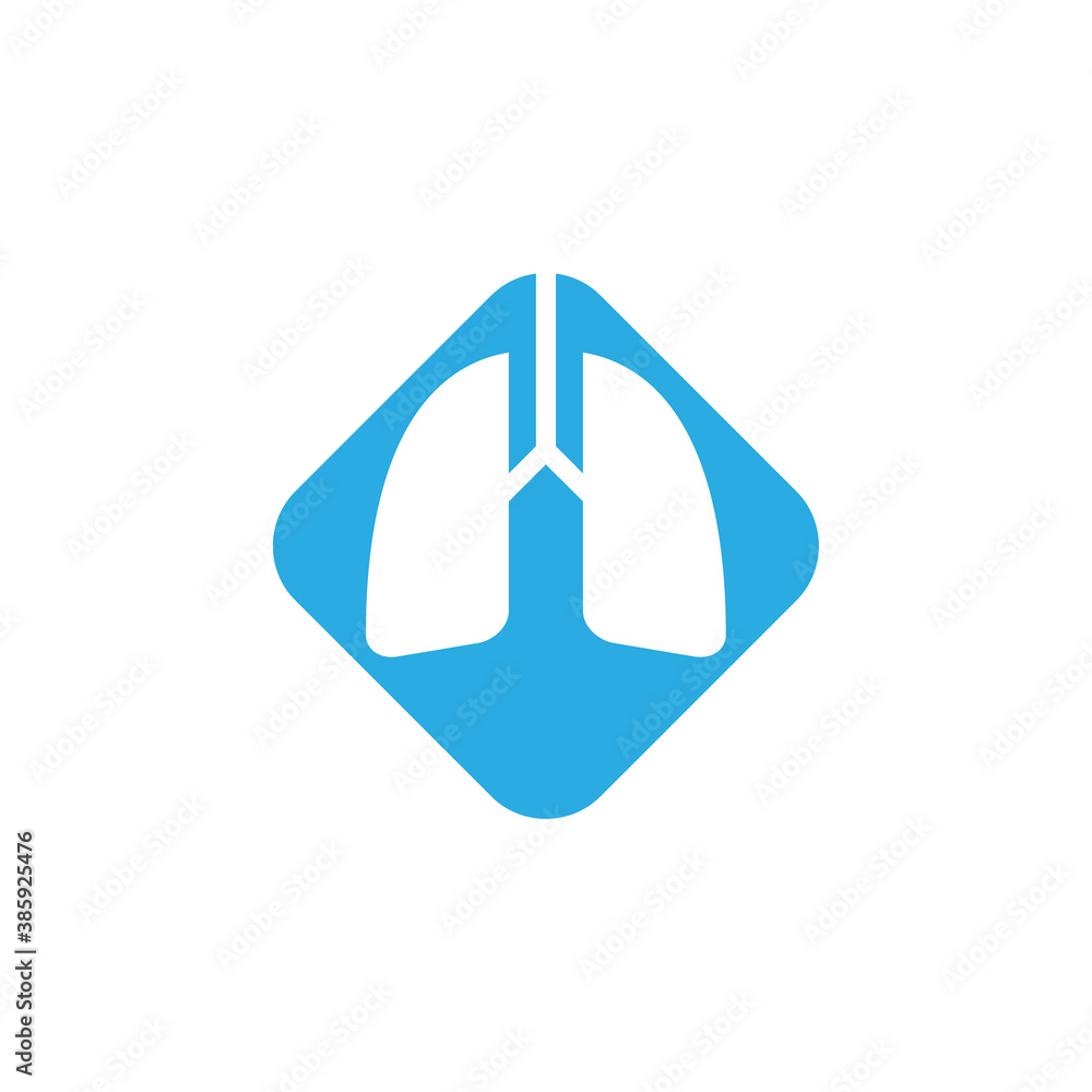 Blue square with lung logo design vector Blue square with lung logo design vector