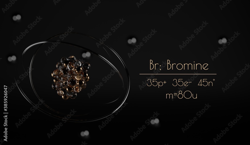 ภาพประกอบสต็อก A stylized Bromine atom visualization, with the number